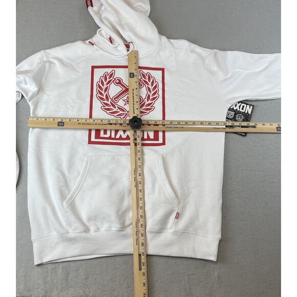 Dixxon Mens Sz L Red Box Crest Pullover Hoodie Sweatshirt White - Picture 11 of 13